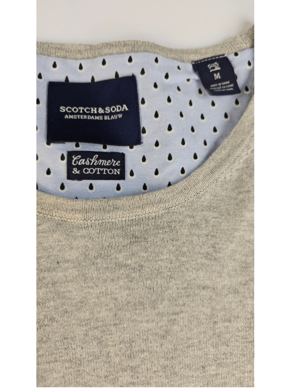 Scotch & Soda Men's M Gray Cashmere Cotton Blend Crewneck Sweater Amsterdam - Picture 3 of 6